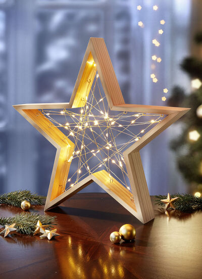 Beleuchteter Stern aus Holz 