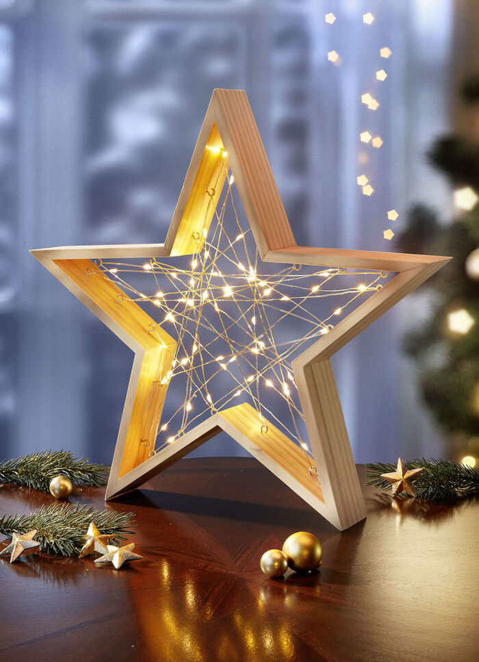 Beleuchteter Stern aus Holz 