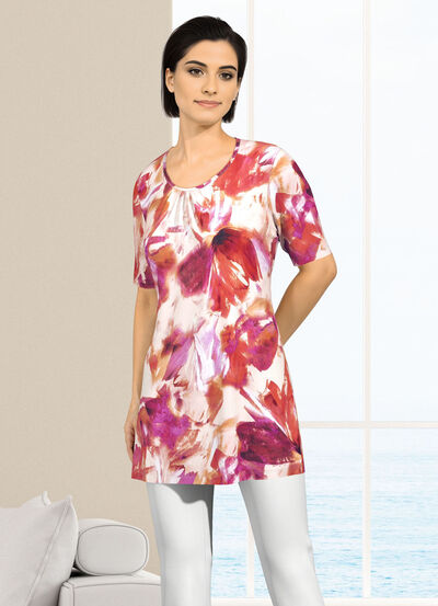 Longshirt mit dezenter Kräuselung im Vorderteil 