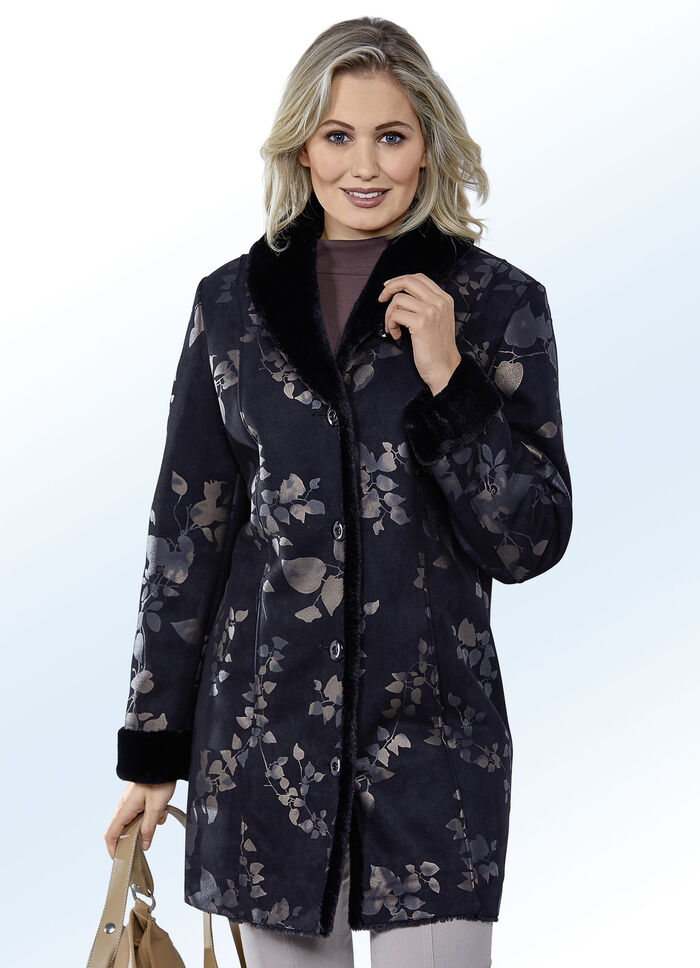 Kurzmantel aus Lammveloursleder-Imitat 