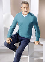 Klassischer V-Pullover in 4 Farben PETROL