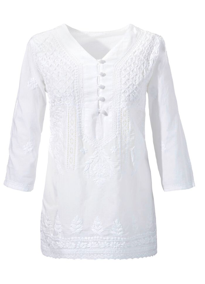 Tunika mit Stickereien, aus reiner Baumwolle 