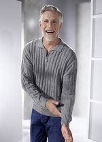 Polopullover mit kurzem Rei&szlig;verschluss in 3 Farben GRAU MELIERT