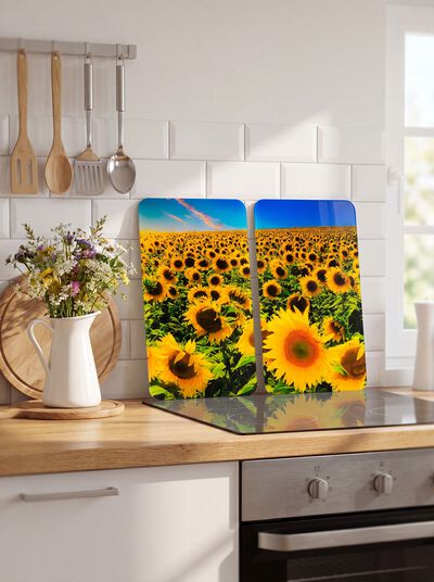 Herdabdeckplatten Sonnenblumen, 2er-Set 