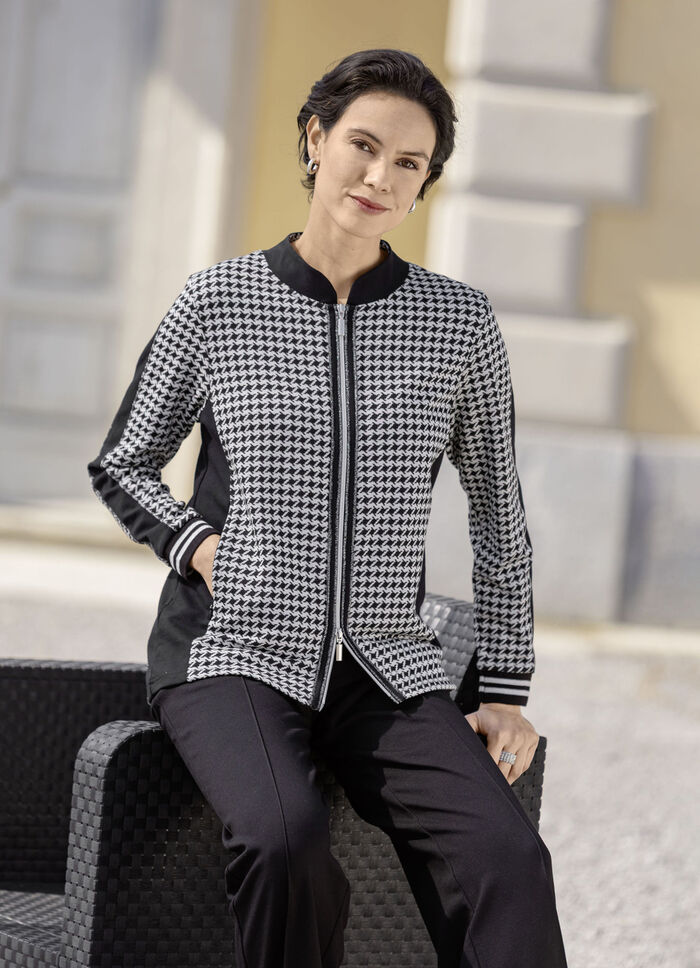 Blusenjacke mit Hahnentritt-Dessin 