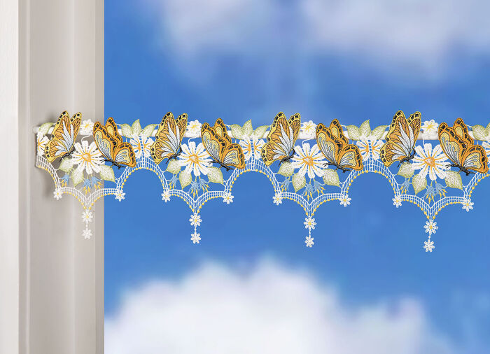 Stangendekoration aus Plauener Spitze 