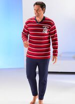 Schlafanzug mit V-Ausschnitt und garngef&auml;rbtem Ringeldessin 