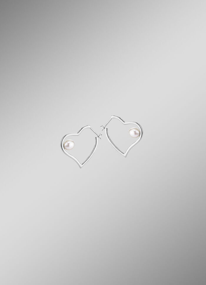 Herz-Creolen mit Süßwasser-Zuchtperlen 