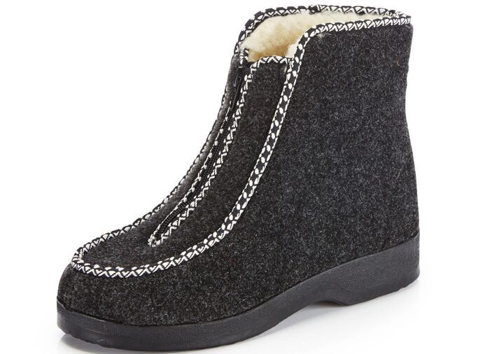 Warme Damen-Hausschuhe, Weite H, mit Rei&szlig;verschluss 