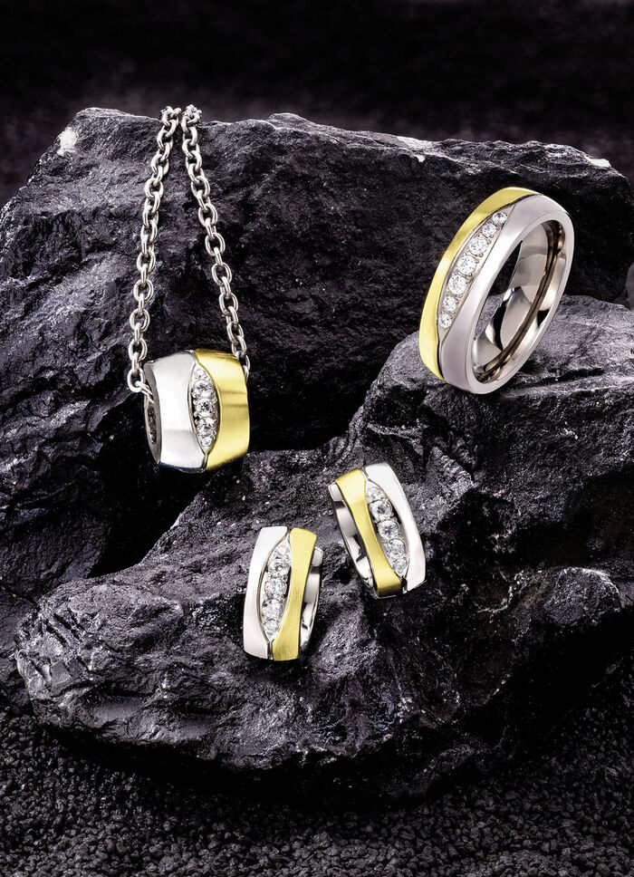 Klappcreolen in Bicolor mit synth. Zirkonia 