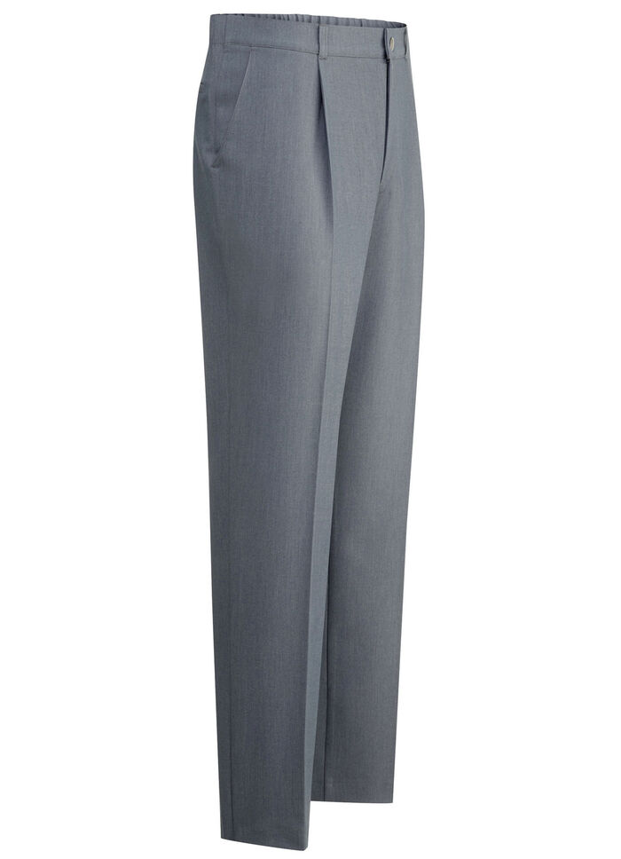 "Klaus Modelle"-Hose mit Bundfalten in 3 Farben RAUCHBLAU MELIERT