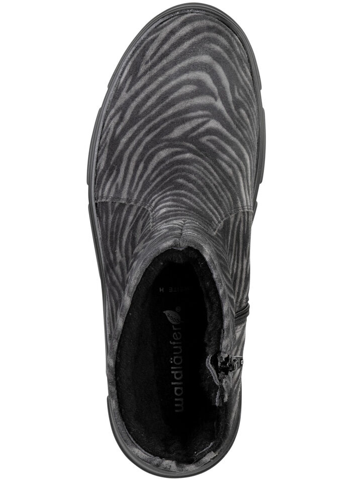 Waldl&auml;ufer Stiefelette mit Zebra-Dessin SCHWARZ-GRAU