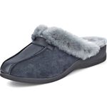 ELENA EDEN Pantoffel mit echtem Lammfellfutter MARINE-HELLGRAU