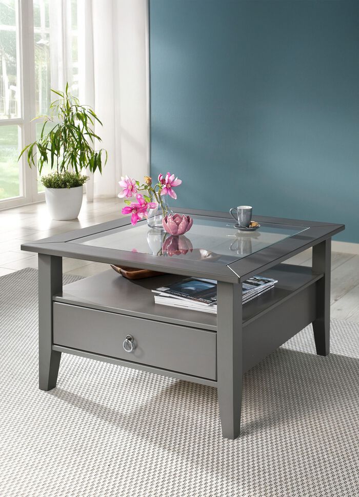 Couchtisch aus massivem Kiefernholz GRAU