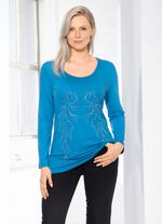 Bezauberndes Shirt mit Plättchenzier in 2 Farben HIMMELBLAU