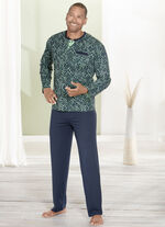 Schlafanzug mit Knopfleiste und offenen Beinabschl&uuml;ssen 