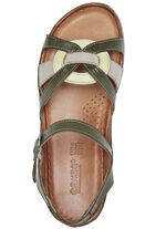 Gemini, klassische Damen-Sandalen, Weite G, mit Gummizug KHAKI-BUNT