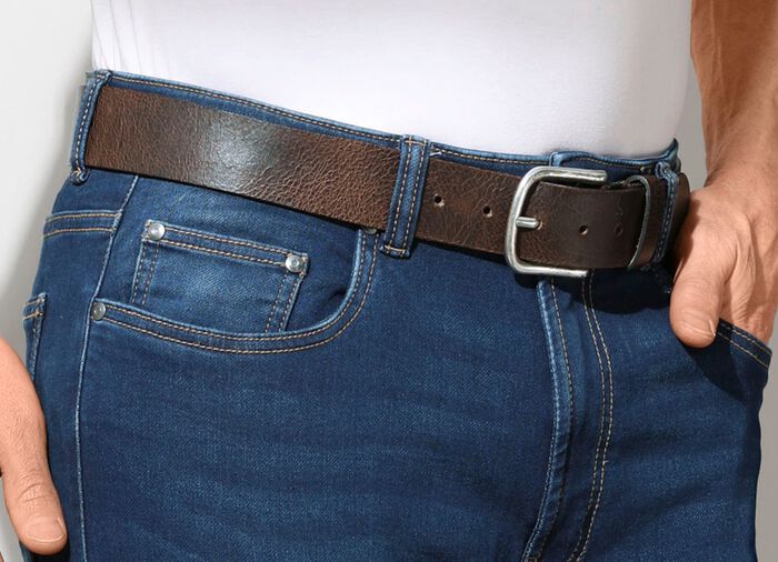 Klassischer Herren-G&uuml;rtel, aus Leder, 4 cm breit DUNKELBRAUN