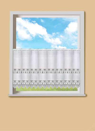 Kleinfenster-Store mit gezacktem Abschluss und Stangendurchzug 