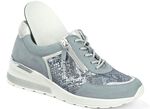 Waldl&auml;ufer, bequeme Damen-Schn&uuml;rschuhe, Weite H, mit herausnehmbarem Fu&szlig;bett BLEU-MATTSILBER