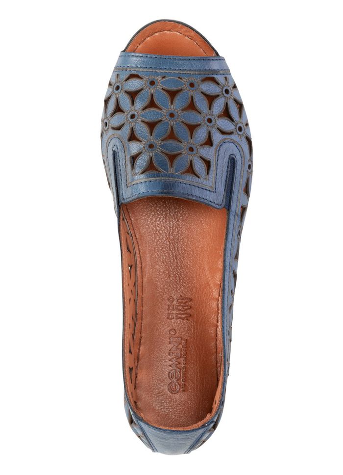 Gemini Slipper aus teilweise gepr&auml;gtem Nappaleder BLAU