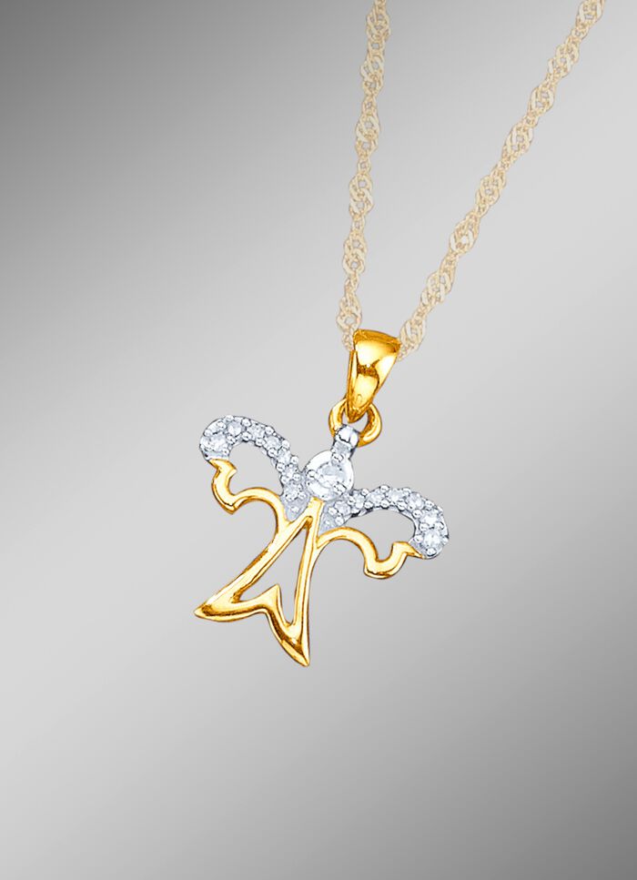 Schutzengel-Anh&auml;nger mit 15 Diamanten 