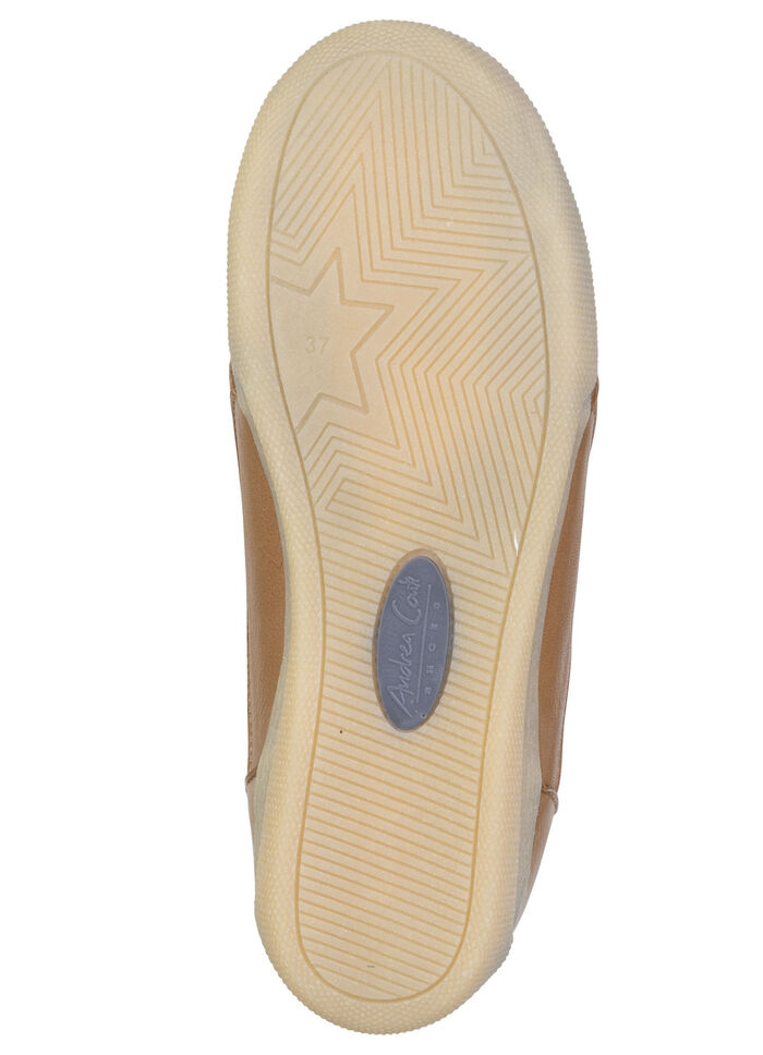 Andrea Conti, bequeme Damen-Sneaker, Weite G, mit herausnehmbarem Fu&szlig;bett COGNAC