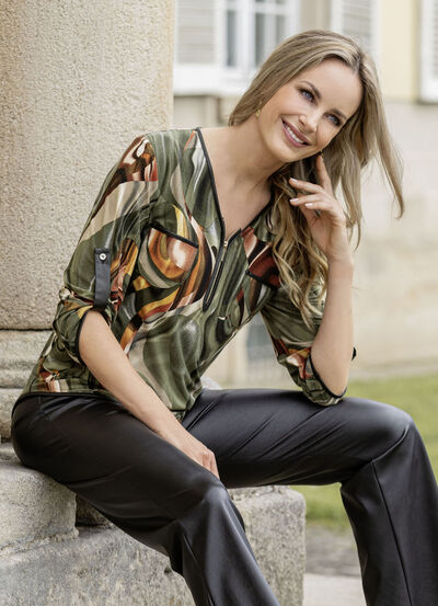 Shirt-Tunika mit Lederimitat-Besatz 