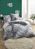 Beidseitig bedruckte Bettwäsche-Garnitur aus Polycotton GRAU