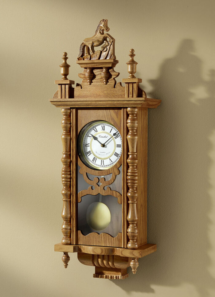 Wanduhr mit Pferd EICHE