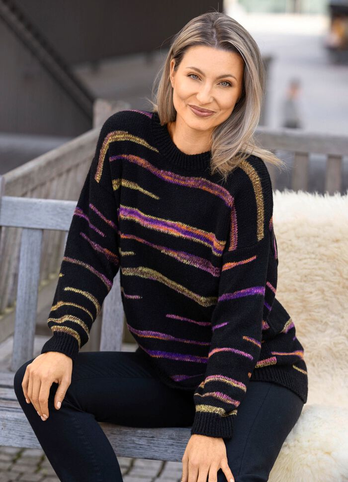 Pullover mit Intarsienstreifen 