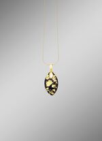 Anh&auml;nger mit Onyx, beh. und Bergkristall mit Blattgold-Triplette 