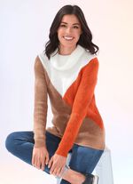 Pullover in superflauschiger Qualität CAMEL-ORANGE-WOLLWEISS