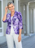 Blusenblazer mit modischem Reverskragen AUBERGINE-LILA-ECRU-BUNT