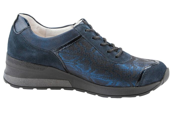 Waldl&auml;ufer, bequeme Damen-Schn&uuml;rschuhe, Weite H, mit herausnehmbarem Fu&szlig;bett DUNKELBLAU