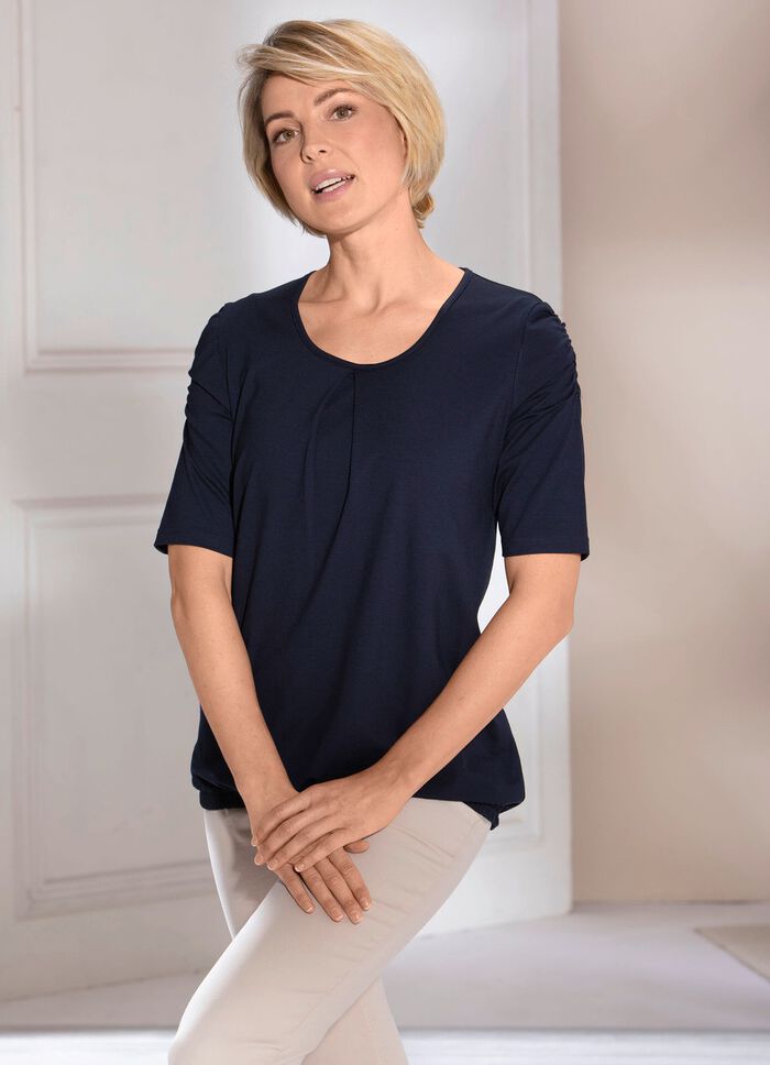 Shirt mit Kellerfalte in 2 Farben MARINE