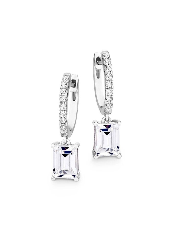 Klappcreolen aus Silber 925/- fein mit synth. Zirkonia 