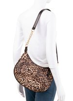 Tasche, Damen, mit verstellbarem Umh&auml;ngeriemen mit Ketten-Detail BRAUN-SCHWARZ