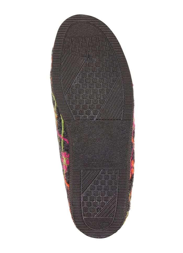 Klett-Hausschuh mit bunter Bl&uuml;ten-Stickerei ANTHRAZIT-BUNT