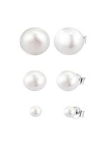 Schicke Ohrstecker aus Silber mit S&uuml;&szlig;wasser-Zuchtperlen, 3 Paar 