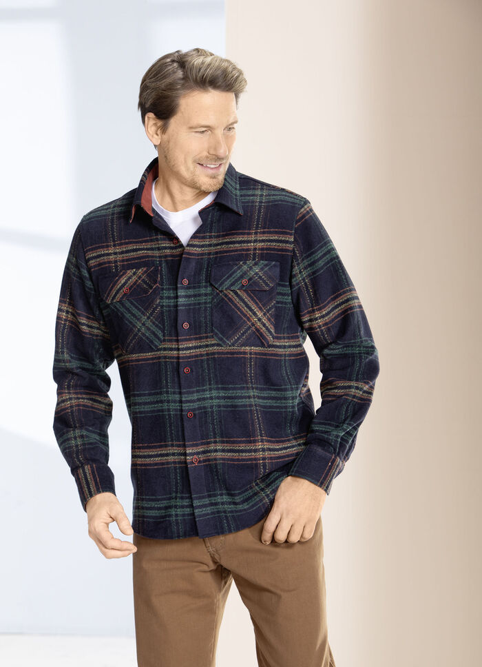 Kariertes Overshirt von "Milano Italy" MARINE-GR&Uuml;N-TERRAKOTTA