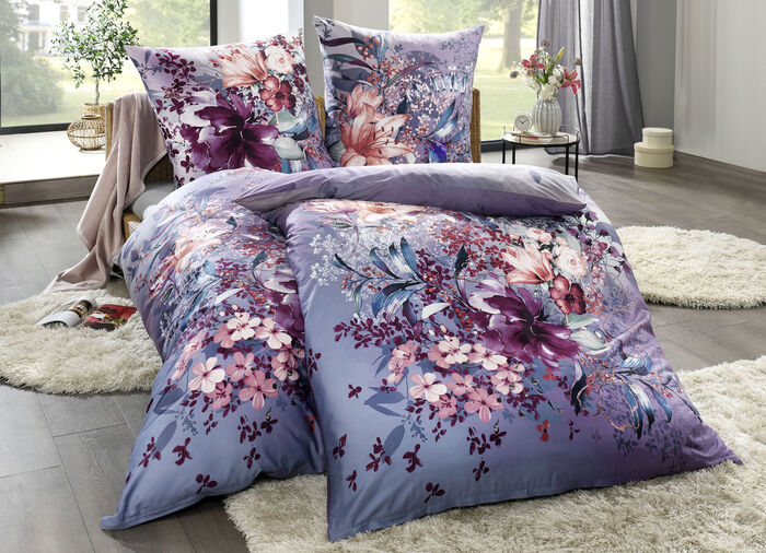 Prachtvolle Bettwäsche-Garnitur aus Baumwolle FLIEDER