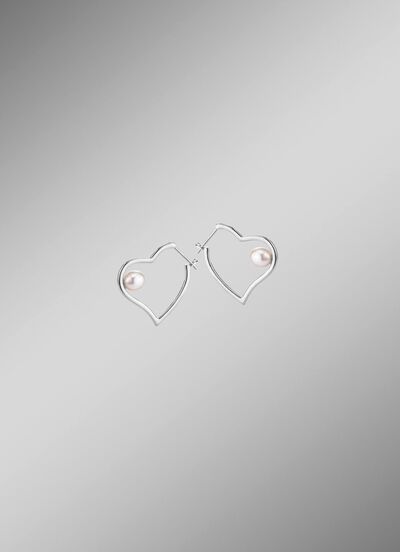 Herz-Creolen mit S&uuml;&szlig;wasser-Zuchtperlen 