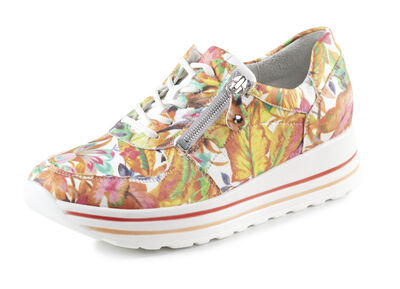 Waldläufer Sneaker aus beschichtetem, floral bedrucktem Textilmaterial 