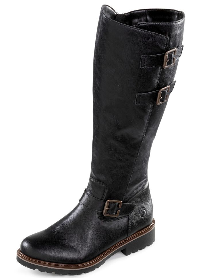 Remonte, gef&uuml;tterte Damen-Stiefel, Winterschuhe, Weite G, mit Lammfell SCHWARZ