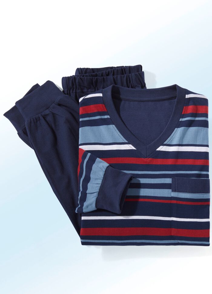 Zweierpack Schlafanz&uuml;ge mit V-Ausschnitt und B&uuml;ndchenabschl&uuml;ssen 