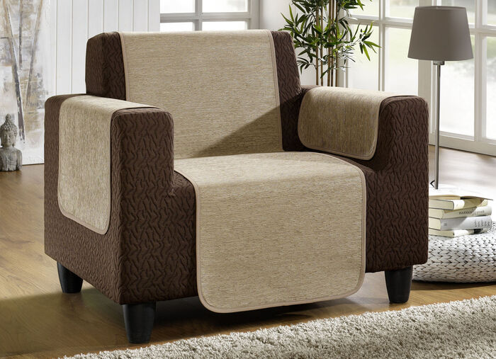 Unempfindliche Sessel-,Couch- und Armlehnenschoner aus Chenille SAND