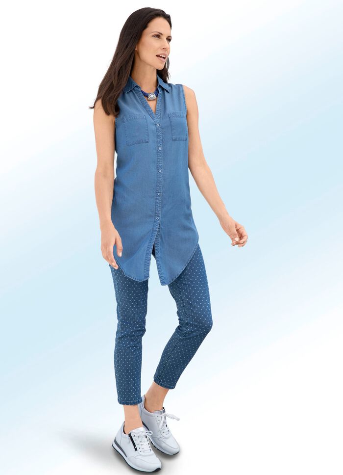 Bluse in Jeansblau 
