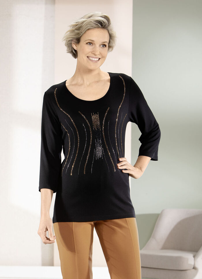 Shirt mit kontrastfarbenen Zierpl&auml;ttchen 