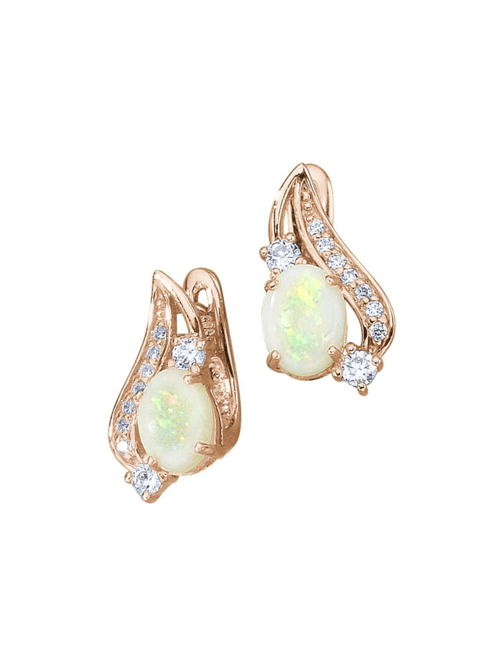 Ohrringe mit echt Opal und synth. Zirkonia 